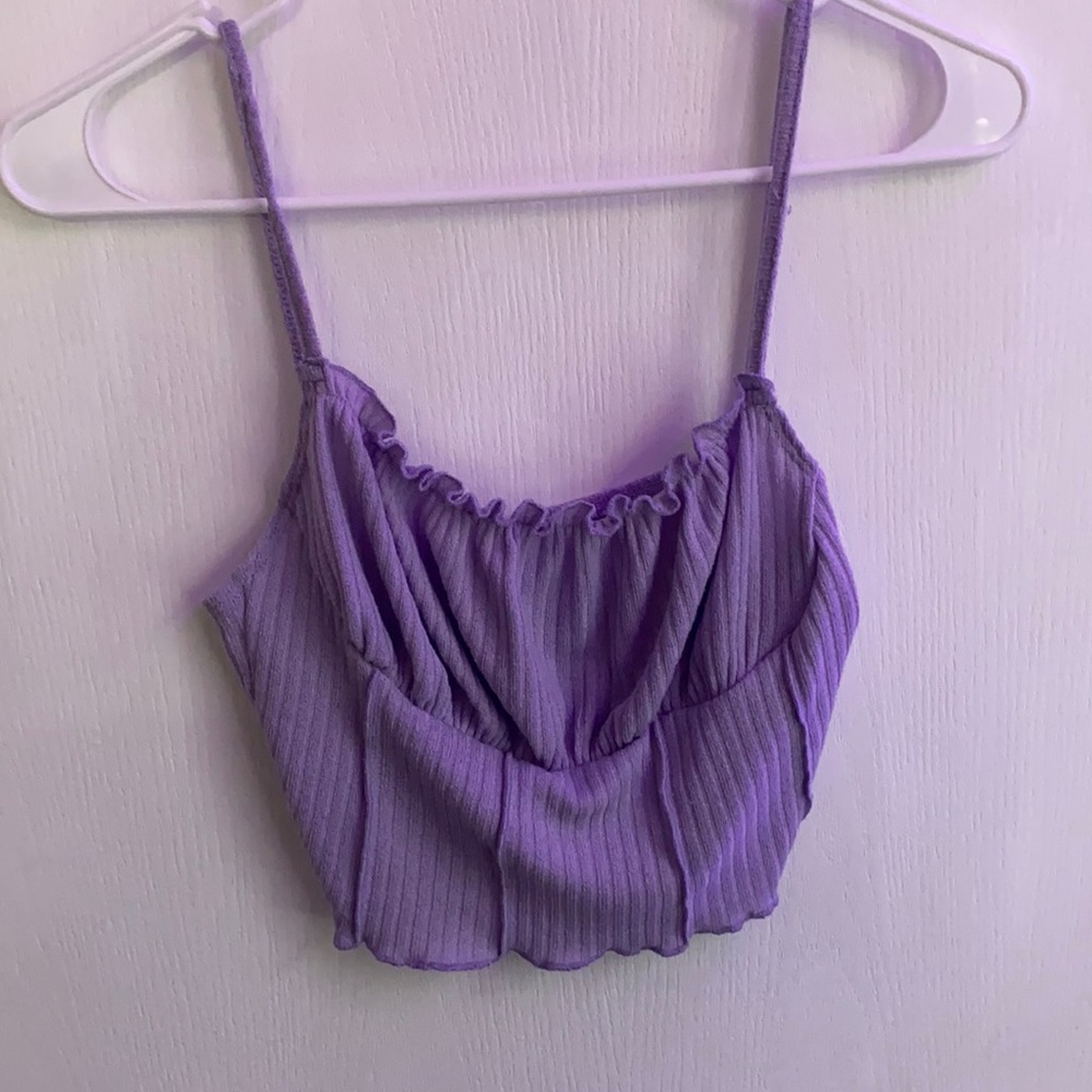 Purple corset designed crop top that’s is stretchable from SHIEN